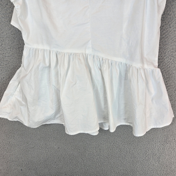 Wildfox Laurent White Womens Top Sz M Embellish Bead Ruffle Side Zip Sleeveless - Picture 8 of 12